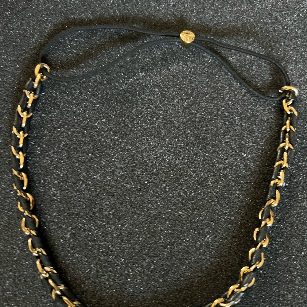 Henri Bendel Black Leather Gold Headband - Picture 3 of 7